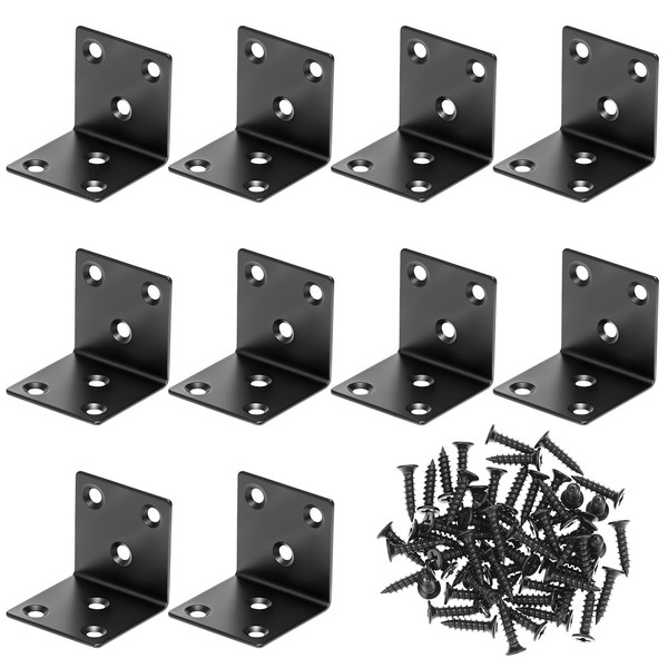 QWORK® 10 Pcs Stainless Steel Angle Brackets - 40 x