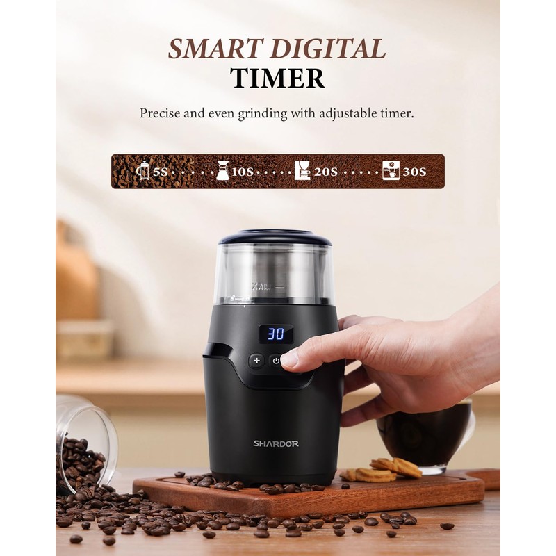 SHARDOR Adjustable Coffee Grinder Electric, Super Silent Electric Coffee Bean