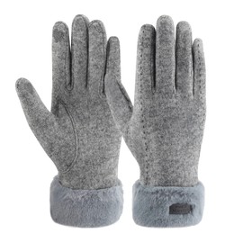 ZASFOU Women's Winter Touchscreen Gloves with Thermal Fleece Lining, Warm and Thick Wool, gray