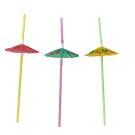 Comfy Package, [50 Count] Umbrella Cocktail Flexible Plastic Straws - Assorted Colors Swizzle Sticks - Fancy Mini Umbrella Drinking Straws for Hawaiian Beach Cocktail Luau Party Decor