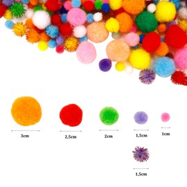 ENLACE Pompoms for Crafts, Pack of 1000 Colourful Mini Pom Poms, 1-3 cm Colourful Pompoms for Crafts Making, Felt Balls, Colourful, Pompoms for Crafts for DIY Creative Craft Decorations