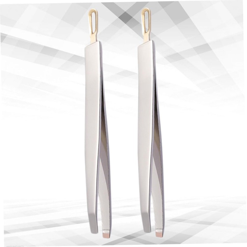 Baluue 3sets Stainless Steel Eyebrow Tweezers Clamps Flat Oblique Mouth