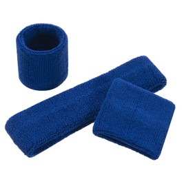 ONUPGO Kids Sweatbands Toddler Headband Wristband Set - Athletic Cotton Baby Sweat Band for Kids Youth Baby (1 Headband + 2 Wristbands) (Blue)