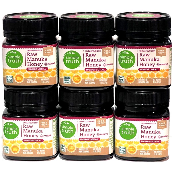MANUKA HONEY RAW SIMPLE TRUTH    MONOFLORAL FROM NEW ZEALAND 6 PACK 8 OZ EACH