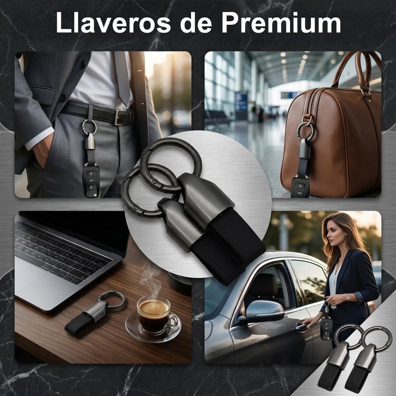 Llavero para Auto Hombre, Llaveros de Acero y Cuero Desmontable