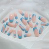 RUOKEXIN Square Press on Nails French Tip Fake Nails Blue