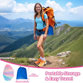 PANIED Rainbow Princess Bed Canopy for Girls, Mosquito Net Bed Canopy for Twin/Full/Queen Size Bed, Hanging Bed Net, Bedroom Decor with Hanging Kit, Easy Install Travel Canopy with Storage Bag