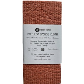 Trendy Tripper Earth-Friendly Reusable COMPOSTABLE Hand Dyed ECO Sponge Cloth | AKA Swedish Dishcloth | Asst Dark Colors and Packages (2-Pk Dyed Terracotta)