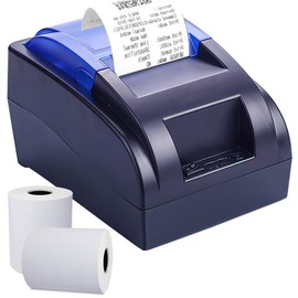 Impresora de Recibos, Impresora de Recibos Térmica Portátil de 58mm BT y USB Impresora de Billetes Soporte de Impresión Cajón de Efectivo Compatible con ESC/POS para Sistemas Windows/Linux/Android