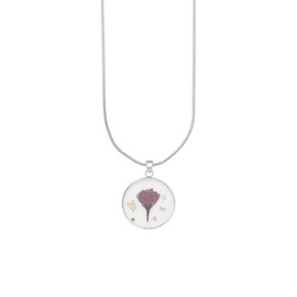 Pressed August Birth Flower Necklace for Women - Hypoallergenic 925 Sterling Silver Necklace for Women w/ Gladiolus Flowers Resin Pendant– Dry Pressed Flower Necklace - Hand Crafted Gifts for Women