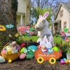 hogardeck Easter Decorations Outdoor, Metal Bunny Carrot Cart Decorative Garden