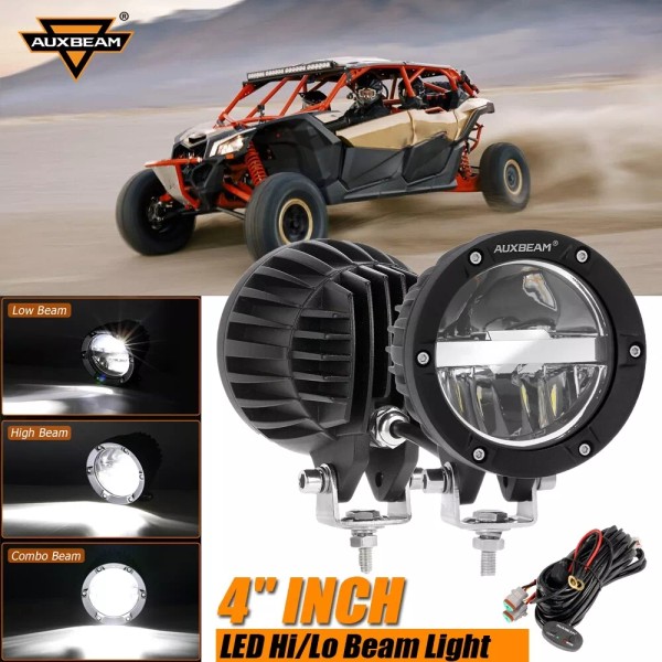 AUXBEAM 2pcs 4" LED Work Ditch Light Pods Hi/Lo Beam