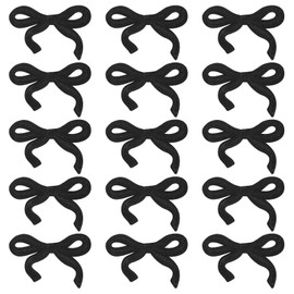 MECCANIXITY 15Pcs Bow Iron on Patches Cute Bow Embroidered Patches Applique Sew on Patches for DIY Crafts Clothing Repairing Bag Hat Decoration,Black,3x2 Inch