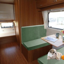 SYLC 2 Pieces Motorhome Dining Table Cushion Covers, Velvet Replacement Covers for Caravan Cover for Seat Set, RV Dining Table Seat Covers, Pendant Covers, Sofa Cushion (Green, Set of 1)