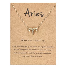 Aries Zodiac Constellation Necklace for Women Gold Plated Horoscope Necklaces Aries Birthday Christmas Gift for Women Girls Aries Astrology Pendant Necklace Jewelry
