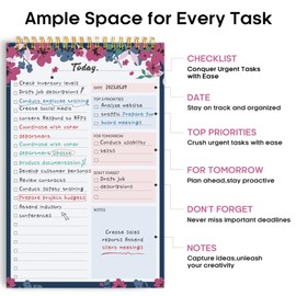 To Do List Pad - To Do List Notebook for Work with 52 Sheets, Undated Daily Planner Perfect for Daily Tasks and Goal Setting, To Do List Notepad Suitable for Office, Home and School - Twilight Petals