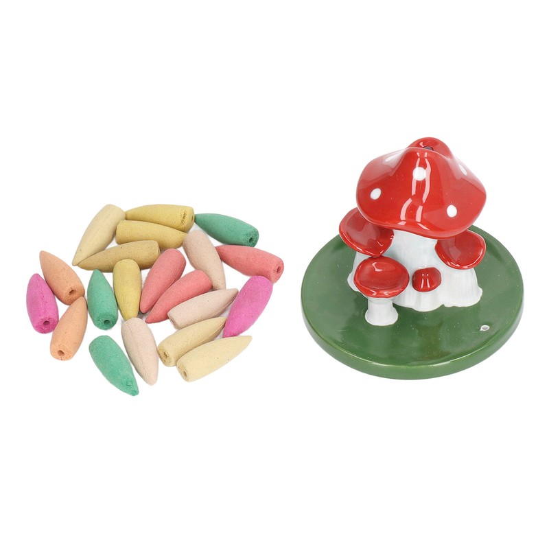 Mushroom Backflow Incense Burners Cute Waterfall Incense Holder with 20