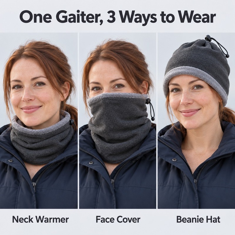 Fleece Neck Warmer Gaiter – Adjustable Windproof Winter Neck Gaiter