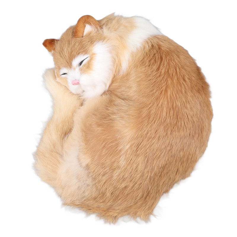Fur Cat Figurine Simulation Cute Decorative Plush Cat Statue Toy