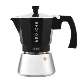 GROSCHE Milano Induction Stovetop Espresso Maker Moka Pot for Greca, Induction, Electric & Gas Stoves, Dishwasher Safe Stovetop Espresso Maker | 6 Espresso Cup, Black