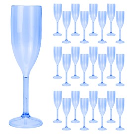CHICERA 24 Pcs Blue Plastic Champagne Flutes Bulk，Blue Champagne Glasses, Made of Durable Plastic Material Can be Used for Weddings, Everyday Fun Parties and More!