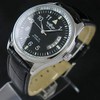 VIGOROSO Men's Sport Day Date Black Leather Automatic Self Winding