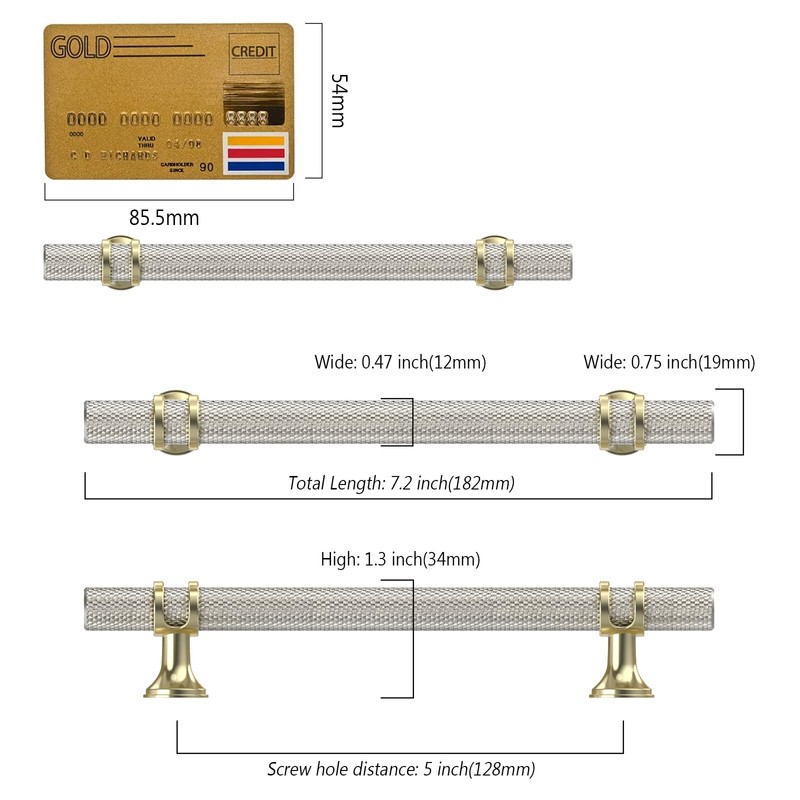 Coinkoly 10 Pack Gold and Brushed Nickel Cabinet Pulls 5"(128mm)