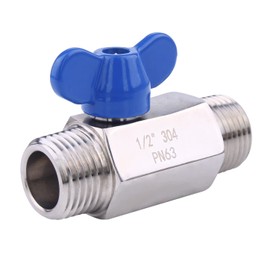 DERNORD Stainless Steel Ball Valve - 1/2 Inch NPT Thread Male Small Mini Ball Valve (1/2" Male&Male)
