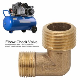 Elbow Check Valve, 90 Degree Forged Elbow 1100W Air Compressor Check Valve for Male And Female Pipes Of Different Diameters for Air Compressor Supplies(1/2 * 3/8 without chamfer)