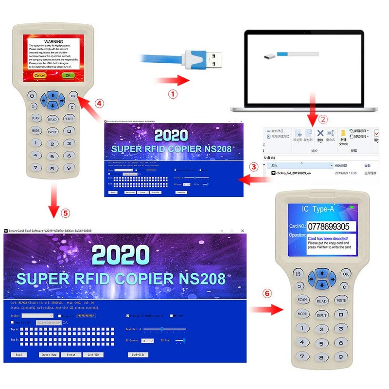 LEXI ID IC HID Card Copier NFC Reader 125KHz 13.56MHz