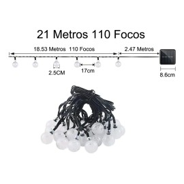 Luces de navidad y decorativas Noiluva solar 21m de largo blanco cálido 110 LED