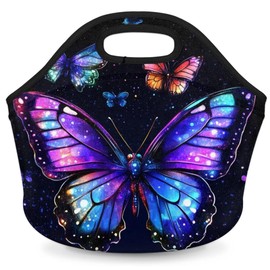 LLCXCSI Kids Lunch Box for Boys Girls Butterfly Insulated Neoprene Children Lunch Bags Sturdy Soft Bag & Reusable Cooler Lunch Thermal Meal Tote Kit for School