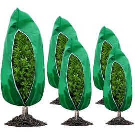 YGAOHF 5-Pack Plant Covers Freeze Protection, Winter Tree Covers with Zipper & Drawstring - 3 Sizes (63X71, 31X47, 24X31 Inch) Frost Cloths for Outdoor Shrubs, Bushes, Fruit Trees & Potted Plants