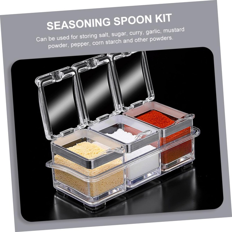 ABOOFAN 1Set Transparent Seasoning Jar Kit Compartment Spice Container Set