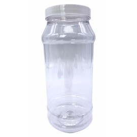 Truenova -Set of 10 x 1L Food Kitchen Craft Garage Organisation DIY Plastic Storage Jars White Flat Lids