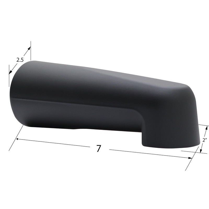 Westbrass E507-1F-62 7" Reach Wall Mount Tub Spout, Matte Black