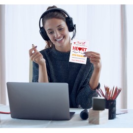 PETCEE Teacher Valentines Day Card - Happy Valentine's Day Cards for Teachers Thank You Teacher Valentines Gifts Card with Envelopes Valentines Greeting Cards to My Teacher Cute Teacher Valentine Card