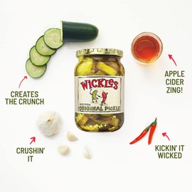 Wickles Pickles Original Pickles (6 Pack) - Spicy Garlic Pickles - Sweet & Hot Pickle Slices - Sweet, Slightly Spicy, Wickedly Delicious (16 oz Each)