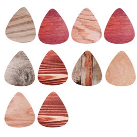Set of 10 Flexible Guitar Picks Made of Fine Real Wood - Ideal for Electric Guitars, Acoustic Guitars and Bass - Various Thicknesses in High-Quality Aluminium Tin for Musicians Guitar Picks