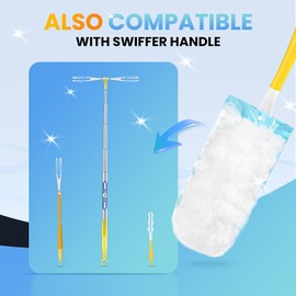 Bisenkud Duster Kit for Swiffer Duster Refill: 50 Heavy Duty Refills + 2 Handles | 3X Grip & Static Tech | Car, Furniture & Electronics Dry Cleaning