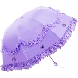 Honeystore Princess Lace Ultraviolet-Proof Folding Umbrella Anti-uv Dome Parasol Purple