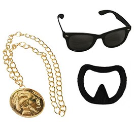 ILOVEFANCYDRESS FAKE GOATEE WITH GOLD NECKLACE AND SUNGLASSES FANCY DRESS COSTUME