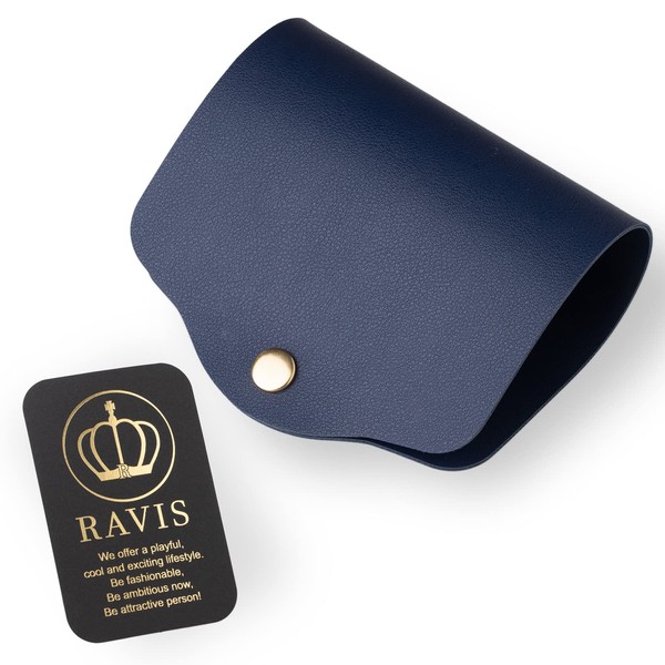 RAVIS Mask Case, Stylish, Portable, PU Leather, Foldable, Antibacterial, Cute, Mask Pouch, Mask Holder, Portable, Navy