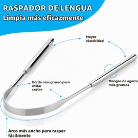 Raspador de lengua de acero inoxidable MEDca Tongue Cleaner para una limpieza bucal profunda