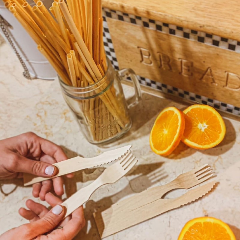Clickeat Duo Wooden Cutlery Set - 10 Units - 100%