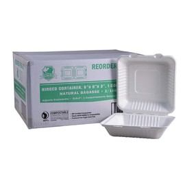 EHL-91 Empress Earth Hinged Container Molded Fiber 9" X 9" X 3" Natural 2/100, 200 per case