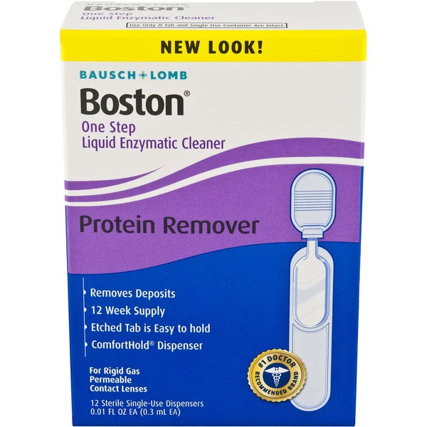Bausch & Lomb Boston One Step Liquid Enzymatic Cleaner, Protein Remover, 0.01 Fl Oz each, 12 Count (Pack of 1)