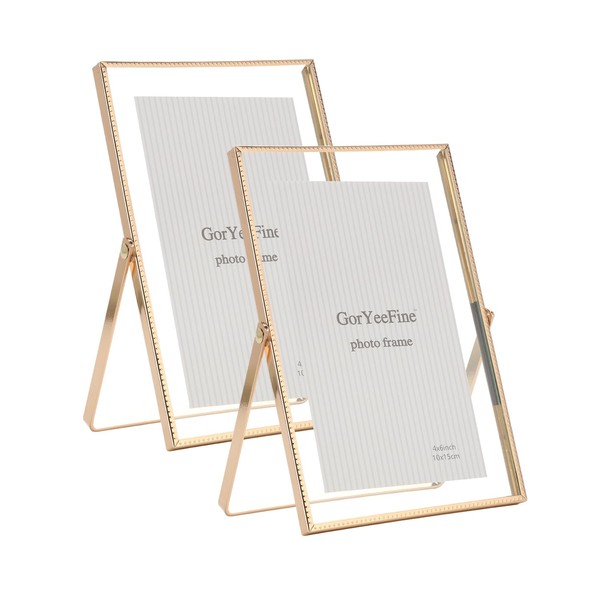 Gold 4x 6'' Floating Frame Set of 2, For Photo