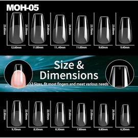 OBP Soft Gel Tips Para Uñas 240 Piezas Diferentes Modelos y Tamaños Uñas Postizas (MOH-05, TRANSPARENTE)