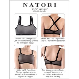 Natori Womens Conform Full Fit Memory Contour Convertible Underwire Black 34DDD One Size